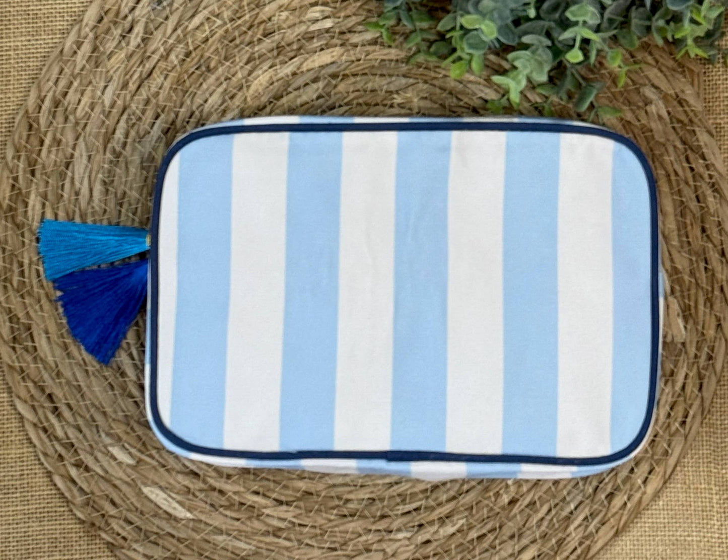 Stripe Cosmetic Bag with Tassel